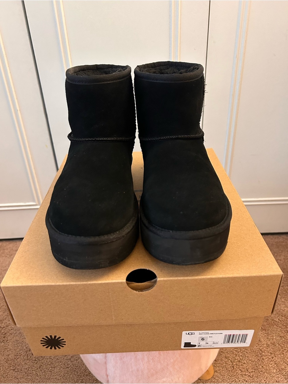 UGG Black Short Platform Mules